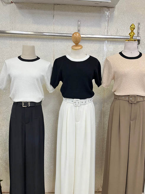 Colour  Contrast Half Sleeves Sweaters
